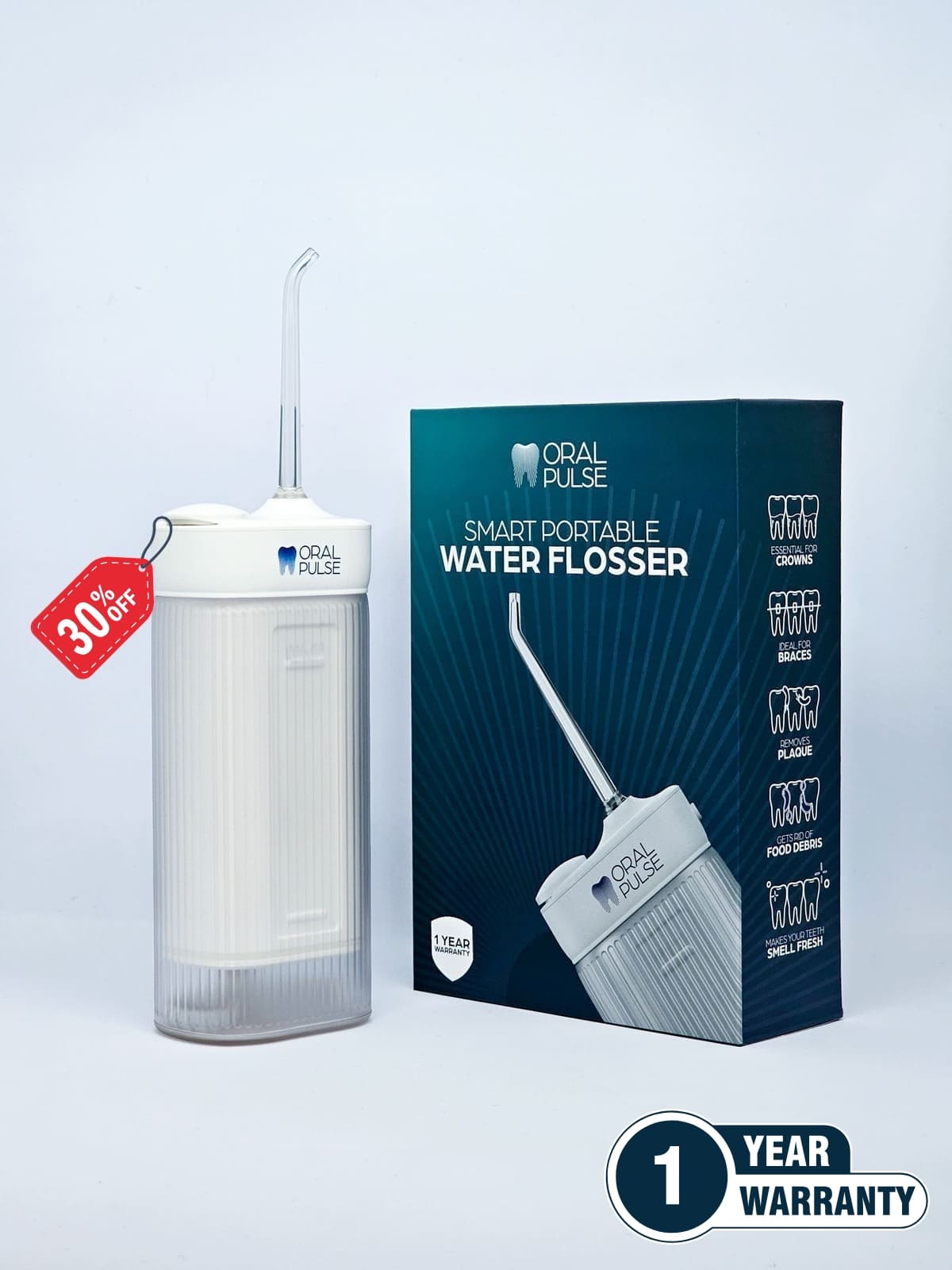 white water flosser next to the box in lebanon by oral pulse